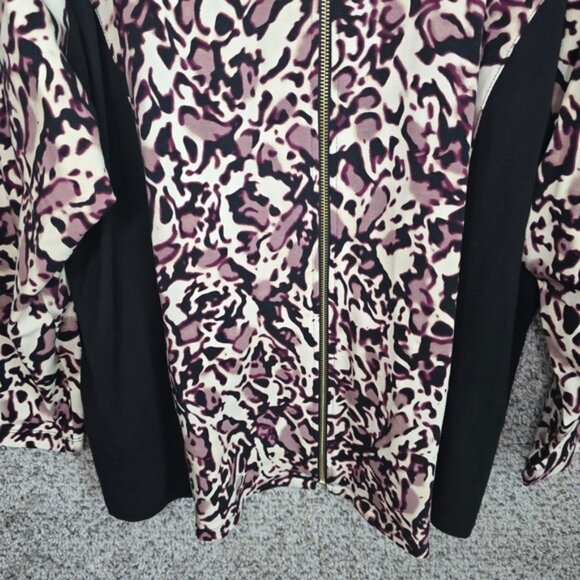 Susan Graver Jacket Womens Plus 3X Purple Animal Print Full Zip Weekend Ladies - Picture 5 of 7